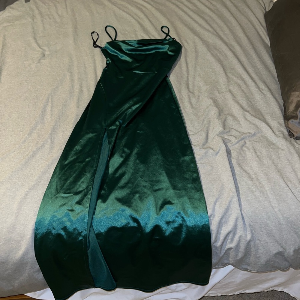 Elegant Green Boutique Satin Dress